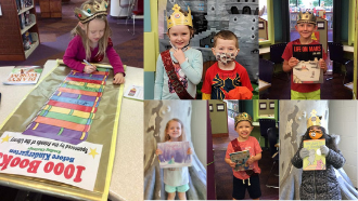 Kids smiling and holding picture books