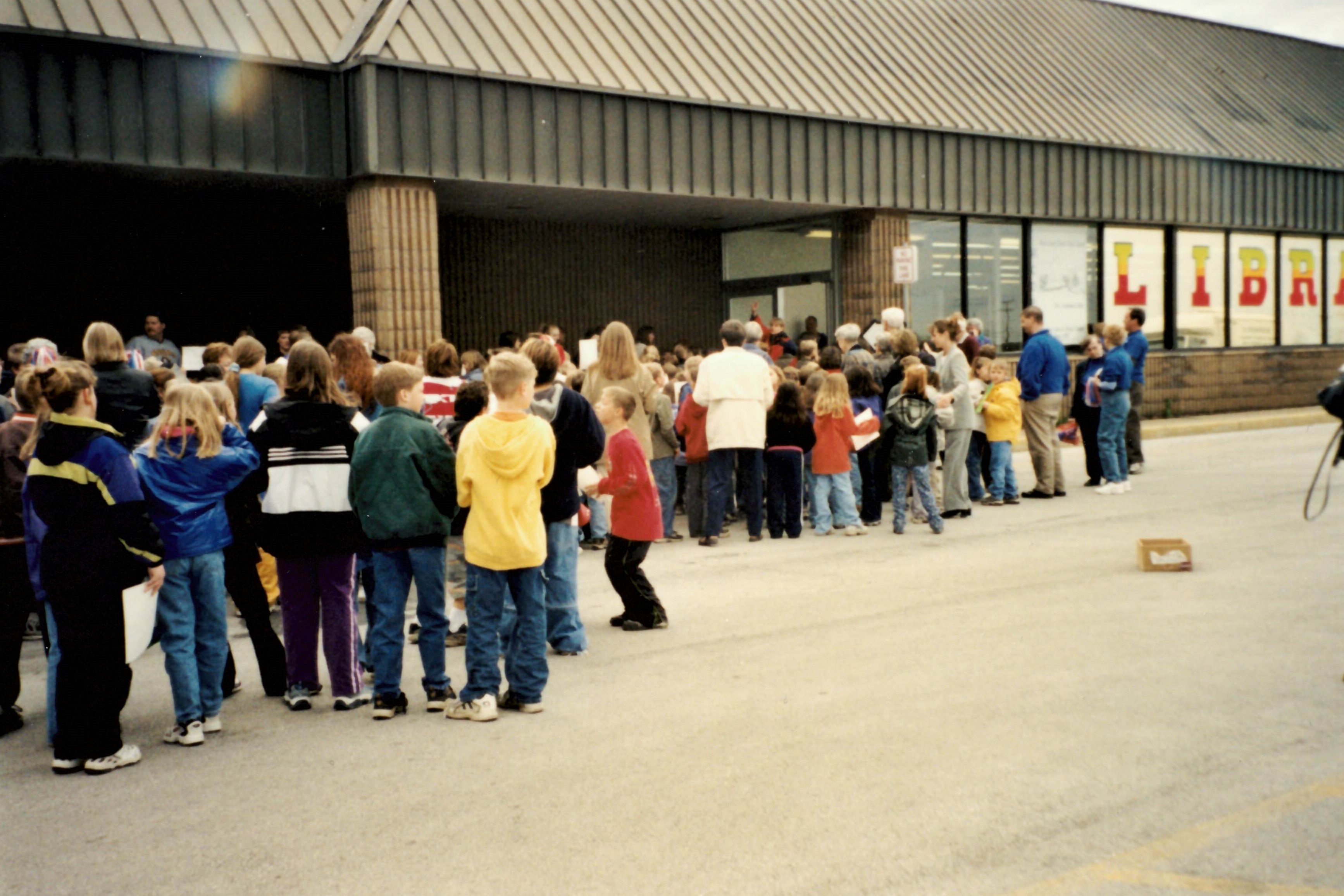 Kids outside of the old Churchill's building.